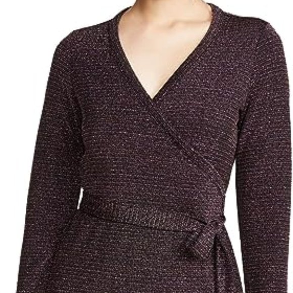 PAIGE Lucielle Longsleeve Dress Wrap up Stretchy Lurex Metallic Holidays Cocktai - Picture 3 of 16